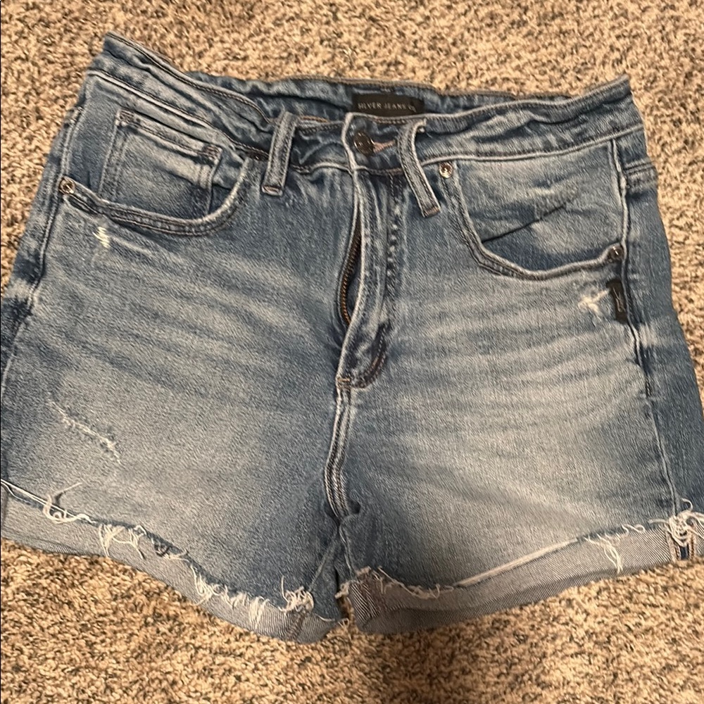 Silver Jeans Blue Jean Shorts with Distressed Details